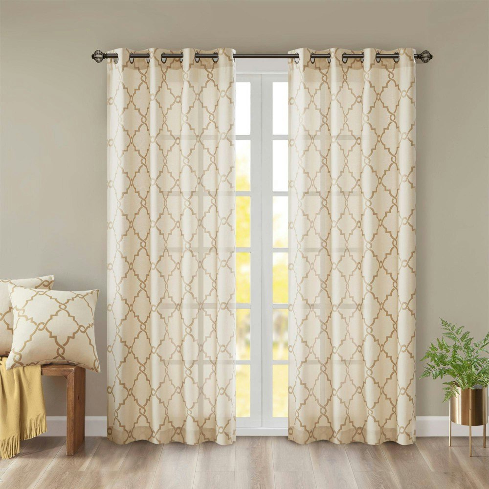 Madison Park 50"x108" Sereno Fretwork Print Curtain Panel: $23.49