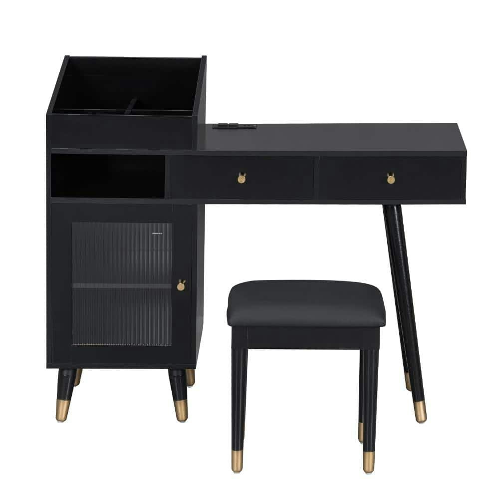 Modern Makeup Vanity Desk and Stool Set: $205.99 Modern Makeup Vanity Desk and Stool Set: $205.99