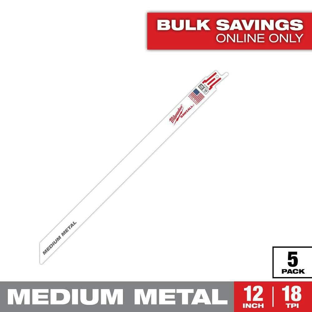 12-Inch 18 TPI Metal Cutting Reciprocating Saw Blades 5-Pack: $22.47 12-Inch 18 TPI Metal Cutting Reciprocating Saw Blades 5-Pack: $22.47