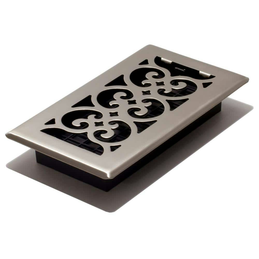 4" x 8" Brushed Nickel Scroll Floor Register: $17.98