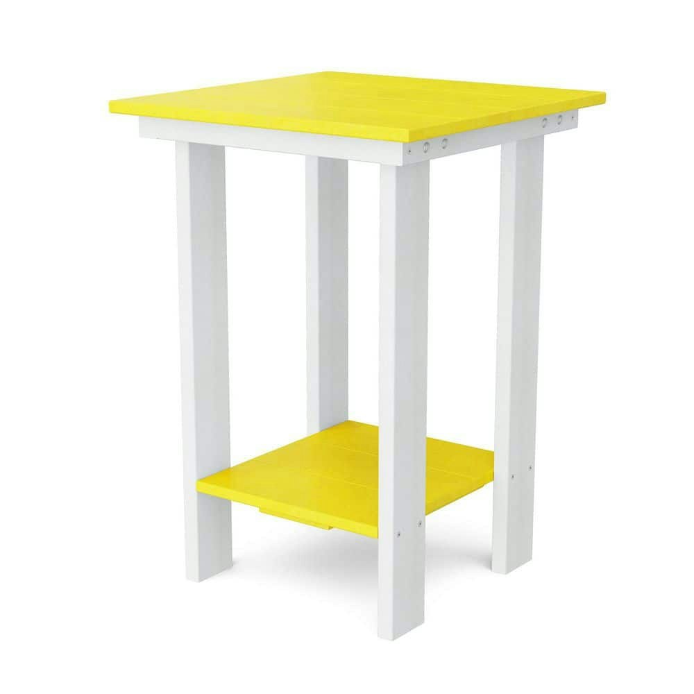 Lemon Yellow and White HDPE Plastic Outdoor Side Table: $319 Lemon Yellow and White HDPE Plastic Outdoor Side Table: $319