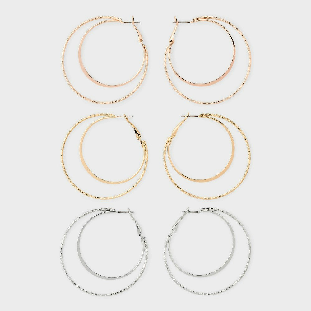 Wild Fable Smooth and Textured Trio Hoop Earrings: $10 Wild Fable Smooth and Textured Trio Hoop Earrings: $10