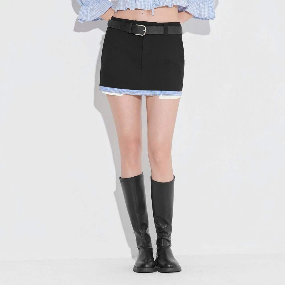 Wild Fable Women's Contrast Check Paneled Mini Skirt: $35 Wild Fable Women's Contrast Check Paneled Mini Skirt: $35