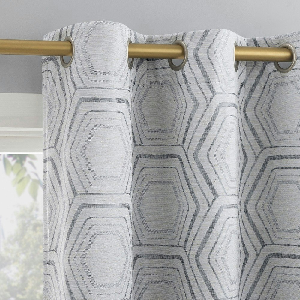 Sun Zero Brevick 40" x 84" Geometric Faux Linen Blackout Grommet Curtain Panel: $28.99 Sun Zero Brevick 40" x 84" Geometric Faux Linen Blackout Grommet Curtain Panel: $28.99