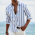 Men's Striped Cotton Linen Shirts for 2 for $12 + $18 shipping