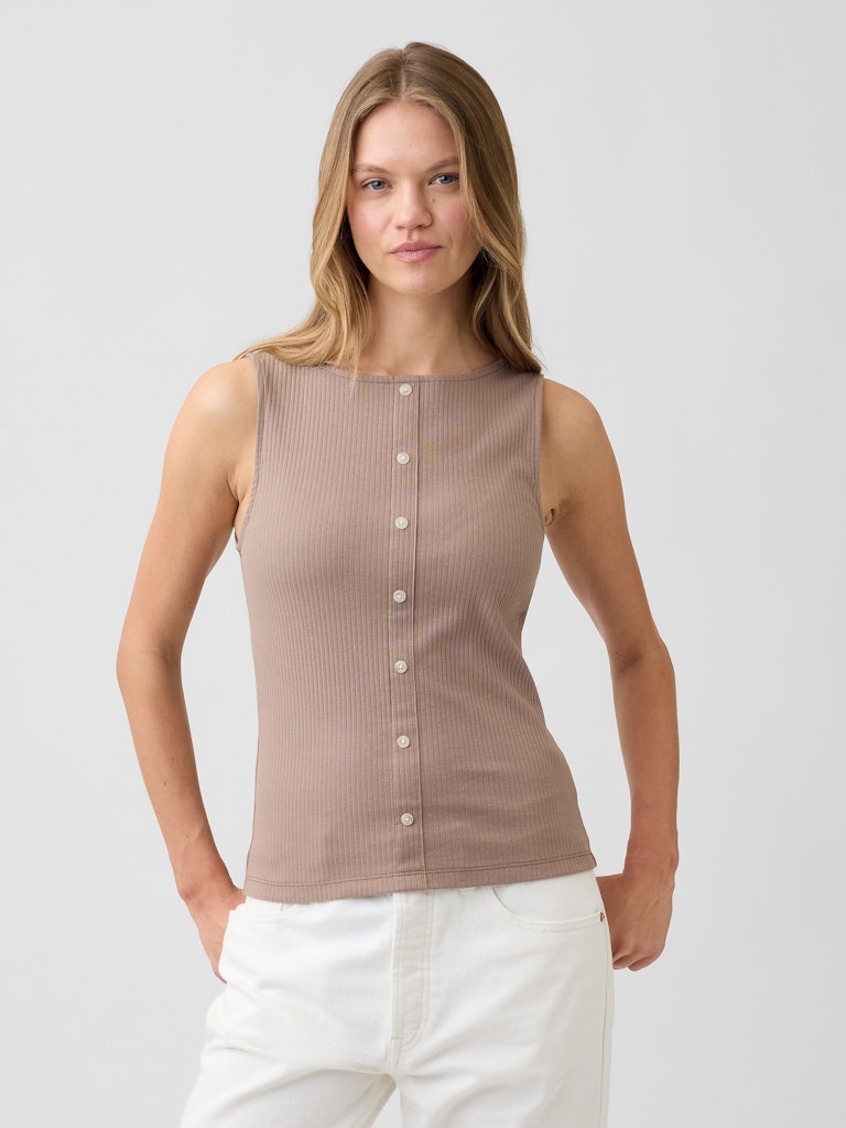 Ribbed Button-Up Top: $11.99