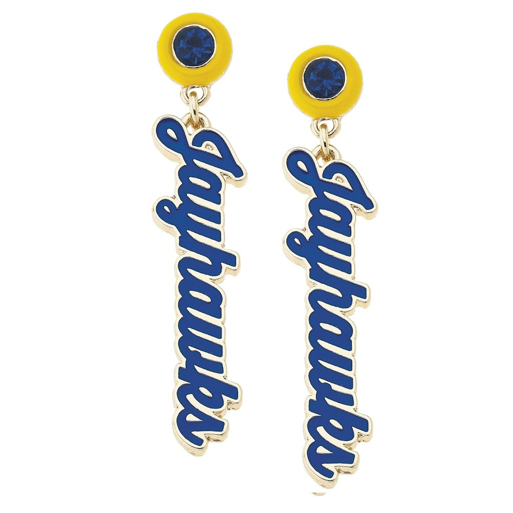 Kansas Jayhawks 18k Gold-Plated Rhinestone Drop Earrings: $42.99 Kansas Jayhawks 18k Gold-Plated Rhinestone Drop Earrings: $42.99