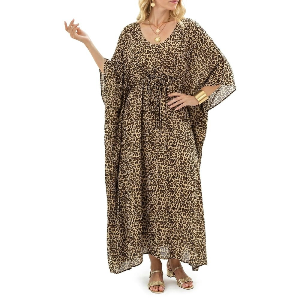 Justay Leopard Print Kaftan Cover-Up Dress: $12.59