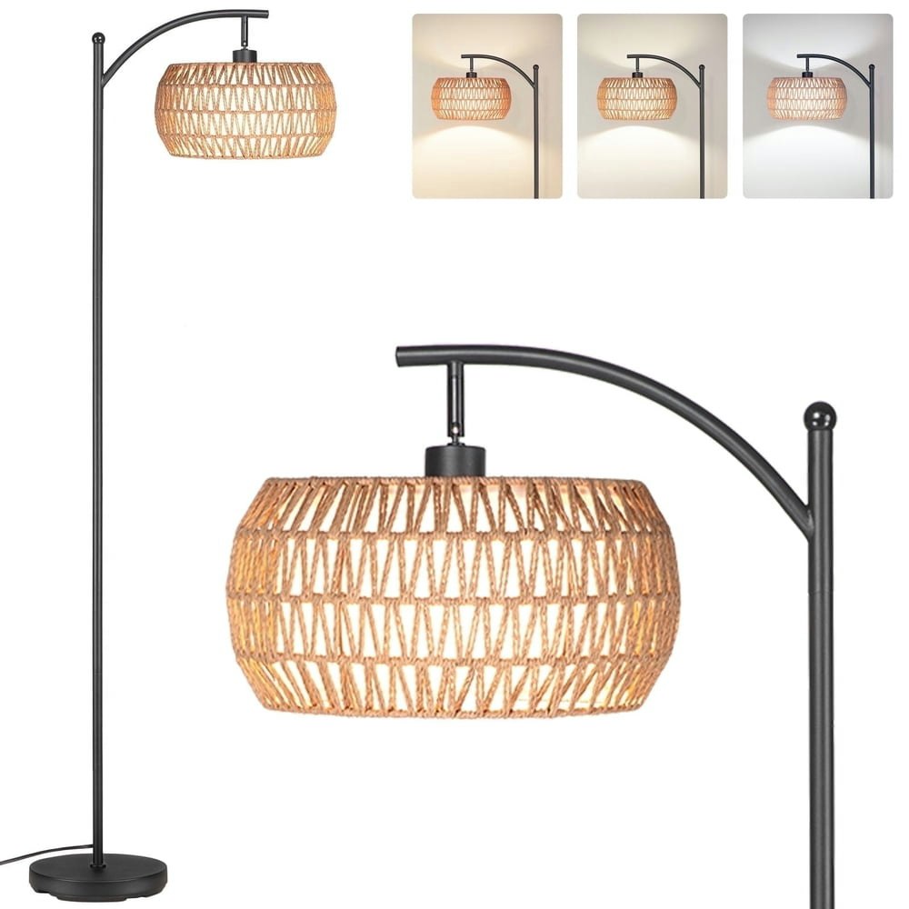 Sunmory 63-inch Dimmable Rattan Arc Floor Lamp: $54.99