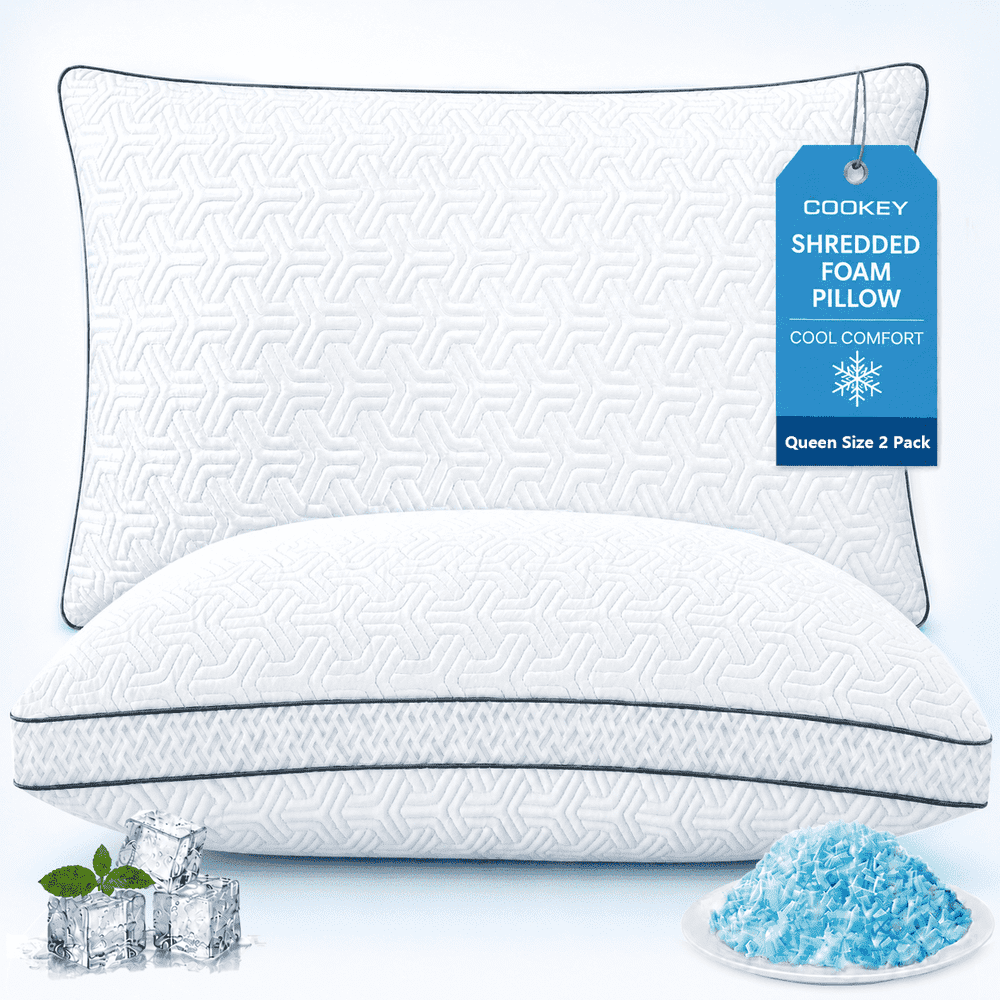 Cookey 20"x30" Queen Shredded Memory Foam Pillow 2-Pack: $36.89
