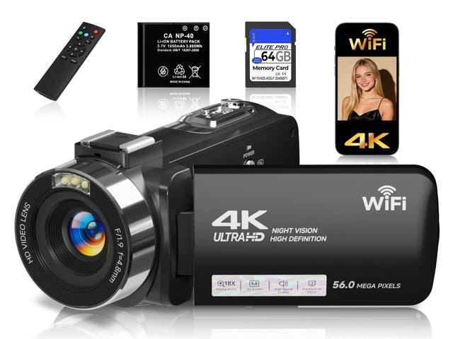 4K 56MP Vlogging Camcorder with 64GB SD Card: $128.24 4K 56MP Vlogging Camcorder with 64GB SD Card: $128.24