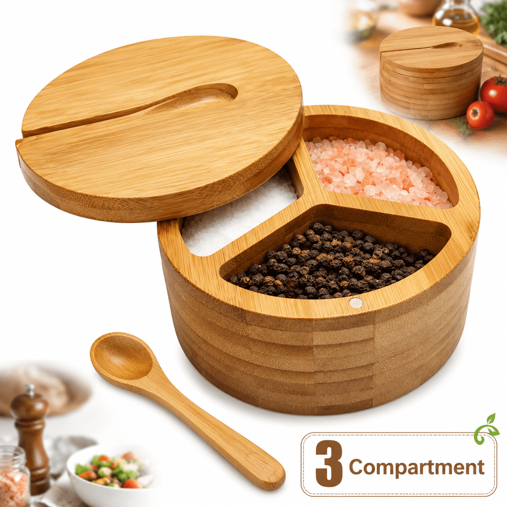 Sherry 3-Compartment Bamboo Salt and Pepper Box: $12.69 Sherry 3-Compartment Bamboo Salt and Pepper Box: $12.69