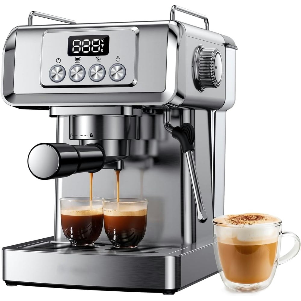 Gdor 1,350W 20-Bar Espresso Machine with Milk Frother: $119.49