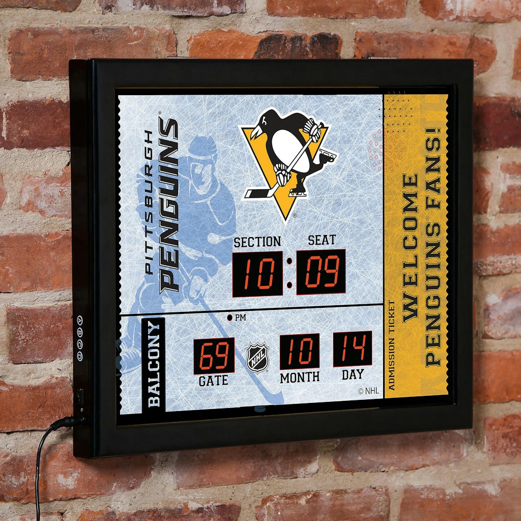 Pittsburgh Penguins 15" x 19" Bluetooth Scoreboard Wall Clock: $165