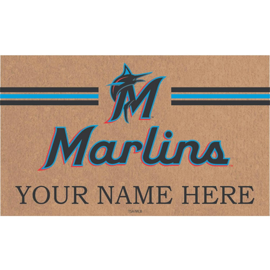 Miami Marlins 28" x 16" Personalized Logo Coir Mat: $49.99 Miami Marlins 28" x 16" Personalized Logo Coir Mat: $49.99