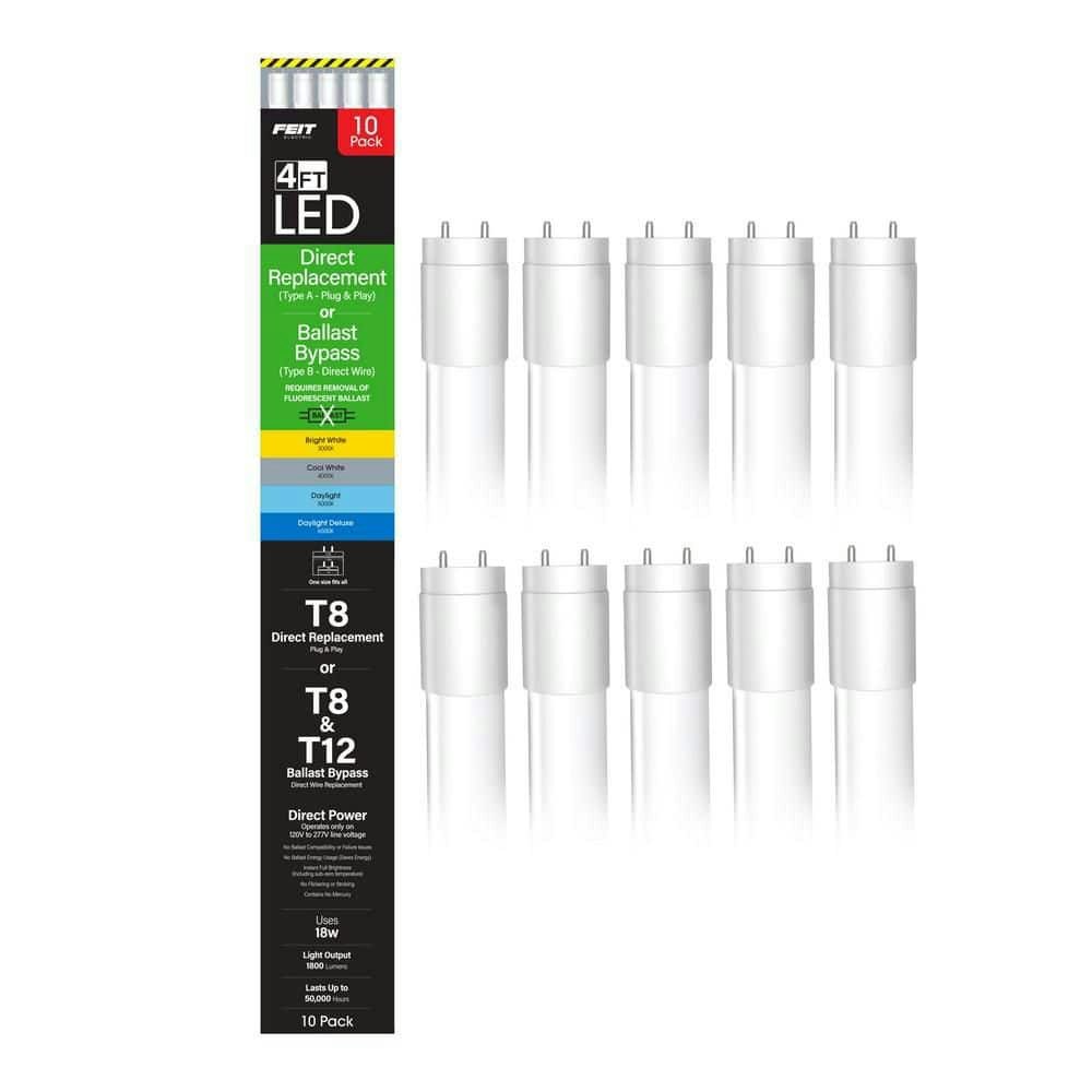 18-Watt 4-Foot T8 LED Tube Light Bulb 10-Pack: $109 18-Watt 4-Foot T8 LED Tube Light Bulb 10-Pack: $109