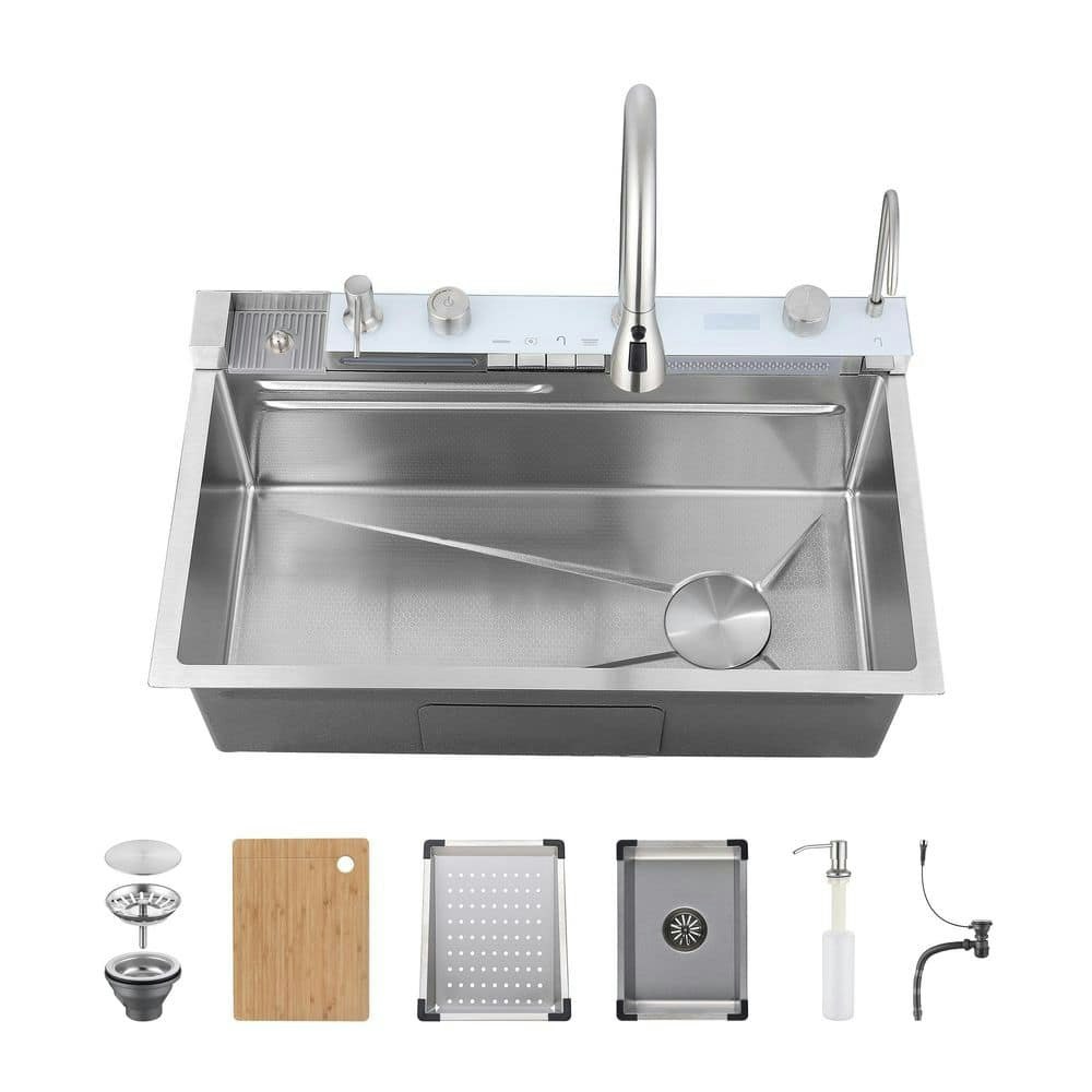29.5-Inch Drop-In Single Bowl Stainless Steel Kitchen Sink with Faucet and Cutting Board: $521.20 29.5-Inch Drop-In Single Bowl Stainless Steel Kitchen Sink with Faucet and Cutting Board: $521.20