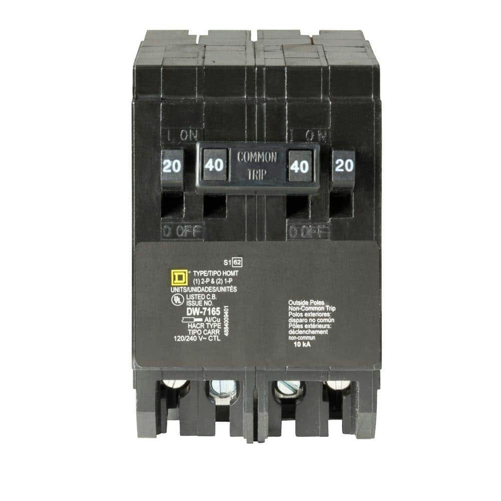 Homeline 20A Single-Pole and 40A 2-Pole Quad Tandem Circuit Breaker: $36.93