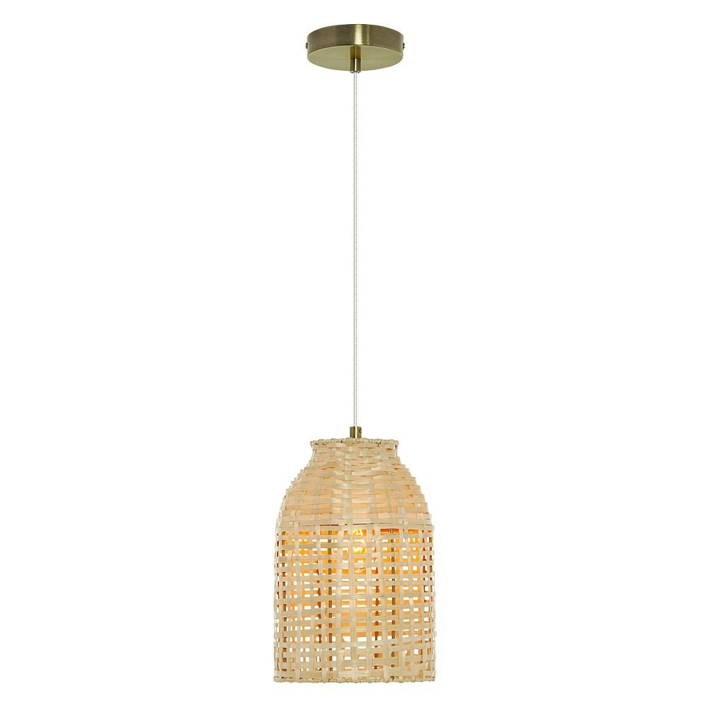 River of Goods 14-inch Bobbie Brushed Gold Metal and Bamboo Pendant Light: $94.99 River of Goods 14-inch Bobbie Brushed Gold Metal and Bamboo Pendant Light: $94.99