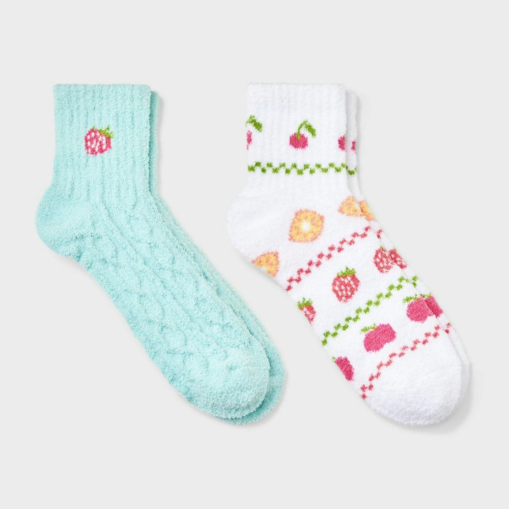Women's Fairisle Fruit Cozy Quarter Crew Socks 2-Pack: $8