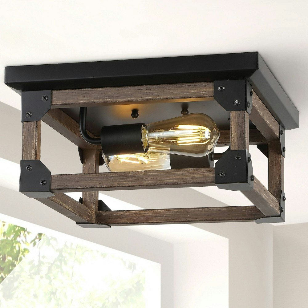 Jonathan Y 13-Inch 2-Light Rustic Farmhouse LED Flush Mount: $85.99 Jonathan Y 13-Inch 2-Light Rustic Farmhouse LED Flush Mount: $85.99