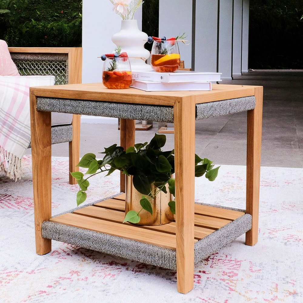 Sonoma Lane Sheldon Teak Wood Outdoor Side Table: $214.99 Sonoma Lane Sheldon Teak Wood Outdoor Side Table: $214.99