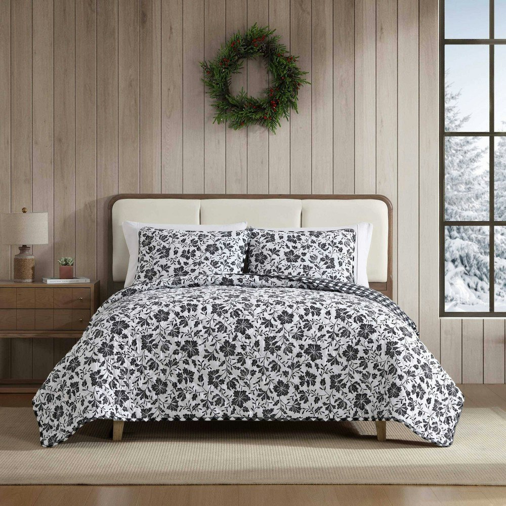 Eddie Bauer 3-Piece King Woodblock Floral Quilt Bedding Set: $129.99