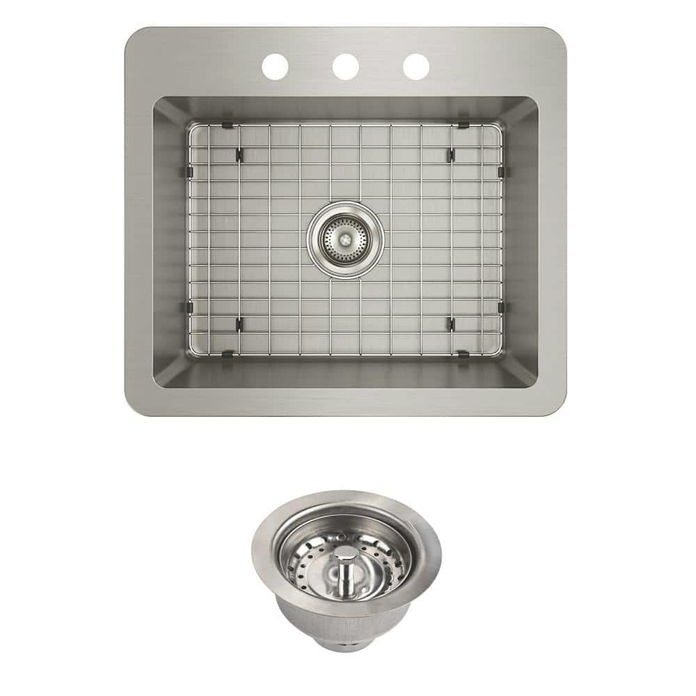Avenue 25-inch Drop-In/Undermount Single Bowl 18-Gauge Stainless Steel Kitchen Sink: $245.53 Avenue 25-inch Drop-In/Undermount Single Bowl 18-Gauge Stainless Steel Kitchen Sink: $245.53