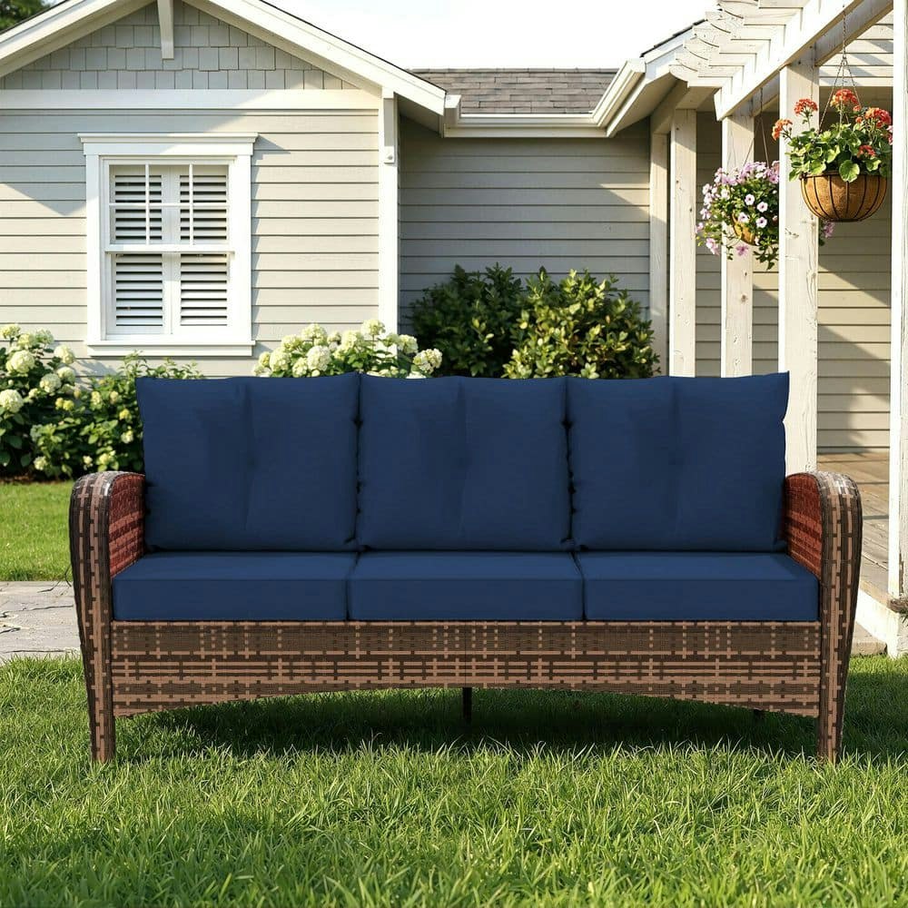 Brown Wicker 3-Seat Outdoor Couch: $258 Brown Wicker 3-Seat Outdoor Couch: $258