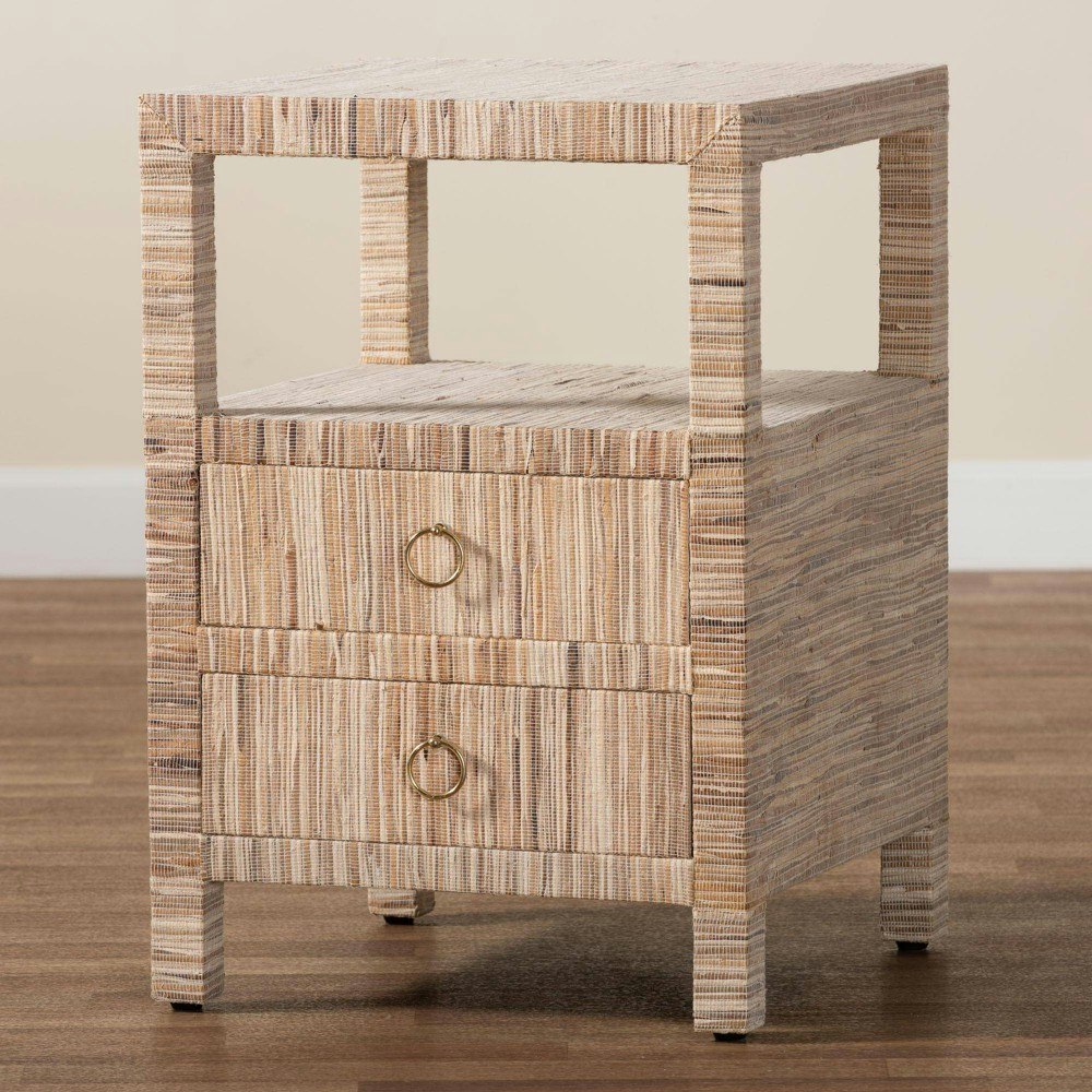 Bali & Pari Paine 2-Drawer Woven Grasscloth Nightstand: $263.99 Bali & Pari Paine 2-Drawer Woven Grasscloth Nightstand: $263.99