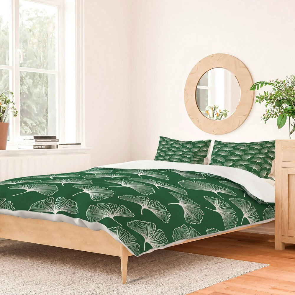 Deny Designs Ginkgo Leafs Pattern King Duvet and Sham Set: $229.99 Deny Designs Ginkgo Leafs Pattern King Duvet and Sham Set: $229.99
