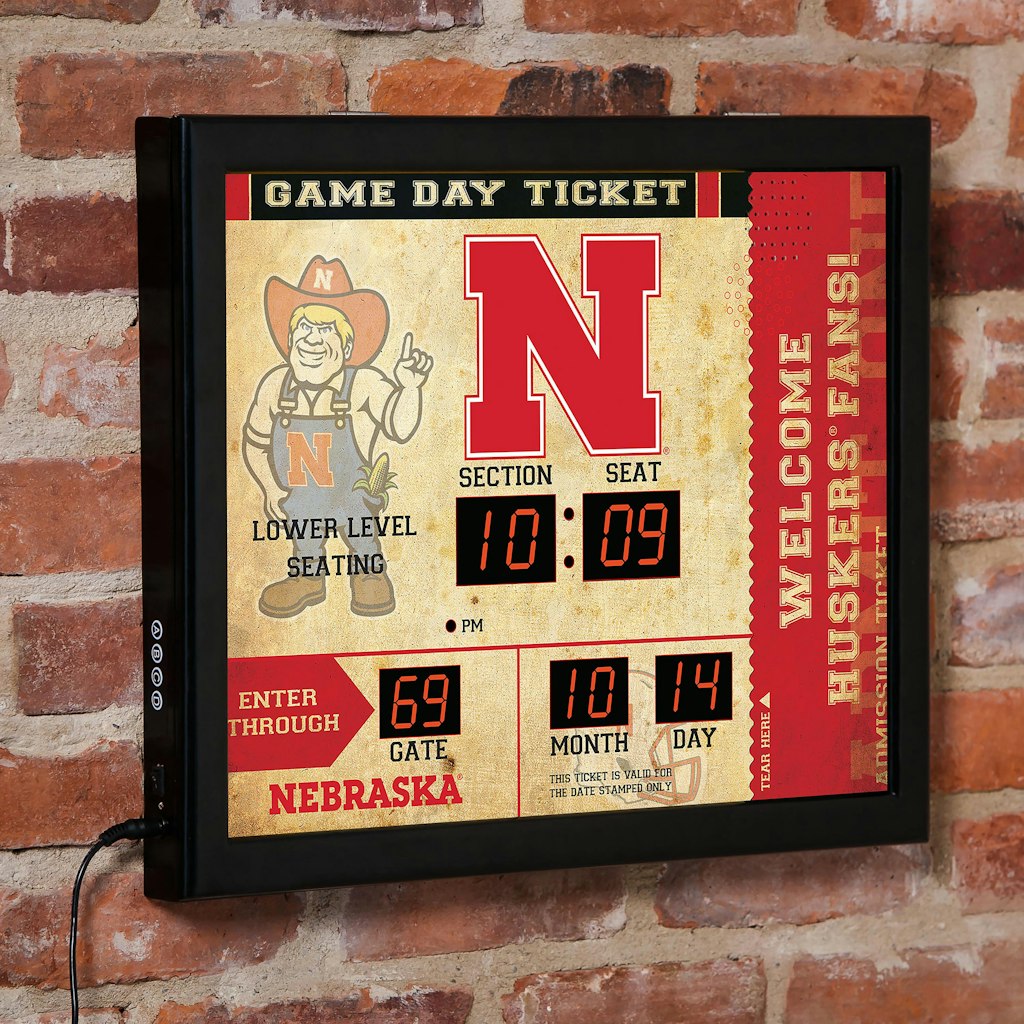 Nebraska Huskers 15" x 19" Bluetooth Scoreboard Wall Clock: $165 Nebraska Huskers 15" x 19" Bluetooth Scoreboard Wall Clock: $165