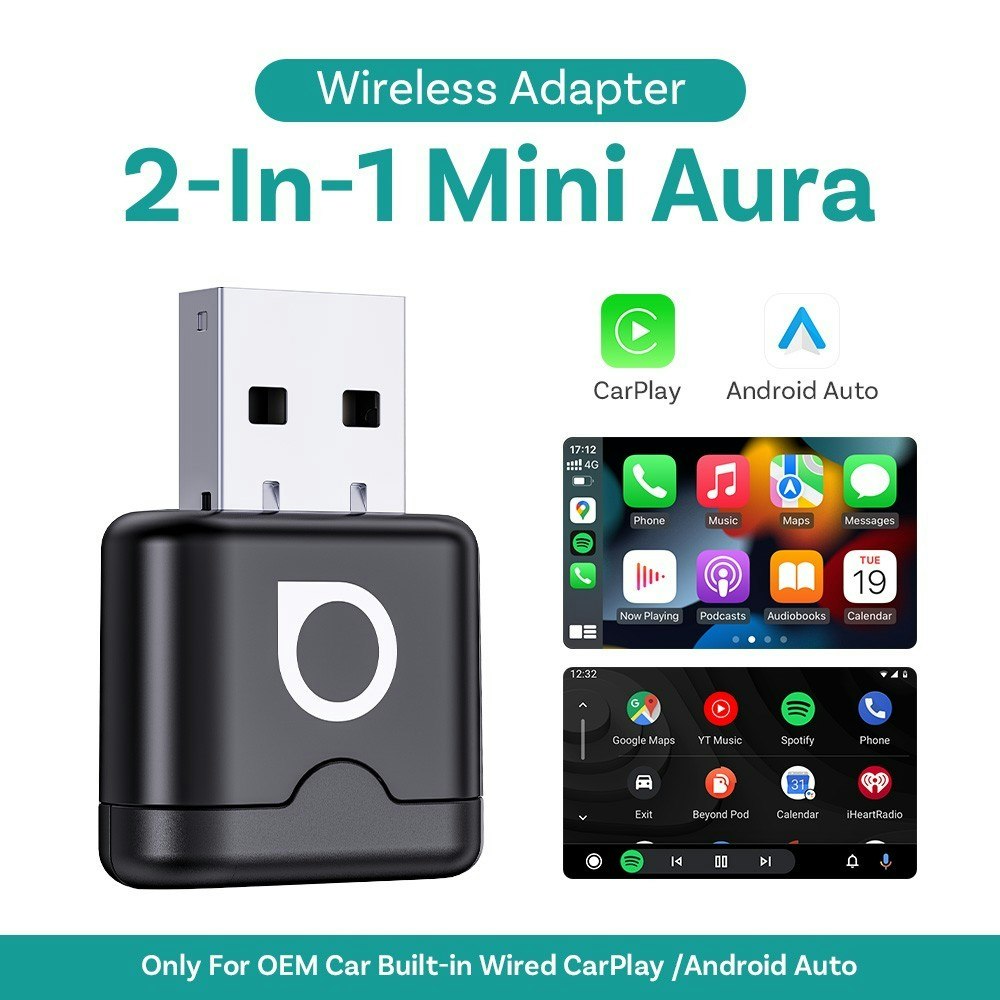 Ottocast Mini Aura Wireless CarPlay / Android Auto Adapter Dongle: $15