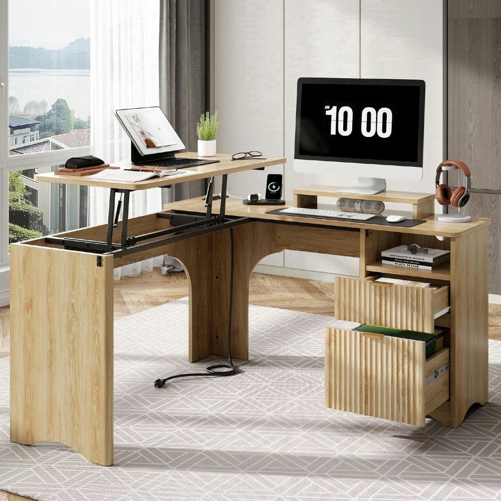 Bestier 55-Inch L-Shaped Lift-Top Computer Desk: $197.99 Bestier 55-Inch L-Shaped Lift-Top Computer Desk: $197.99