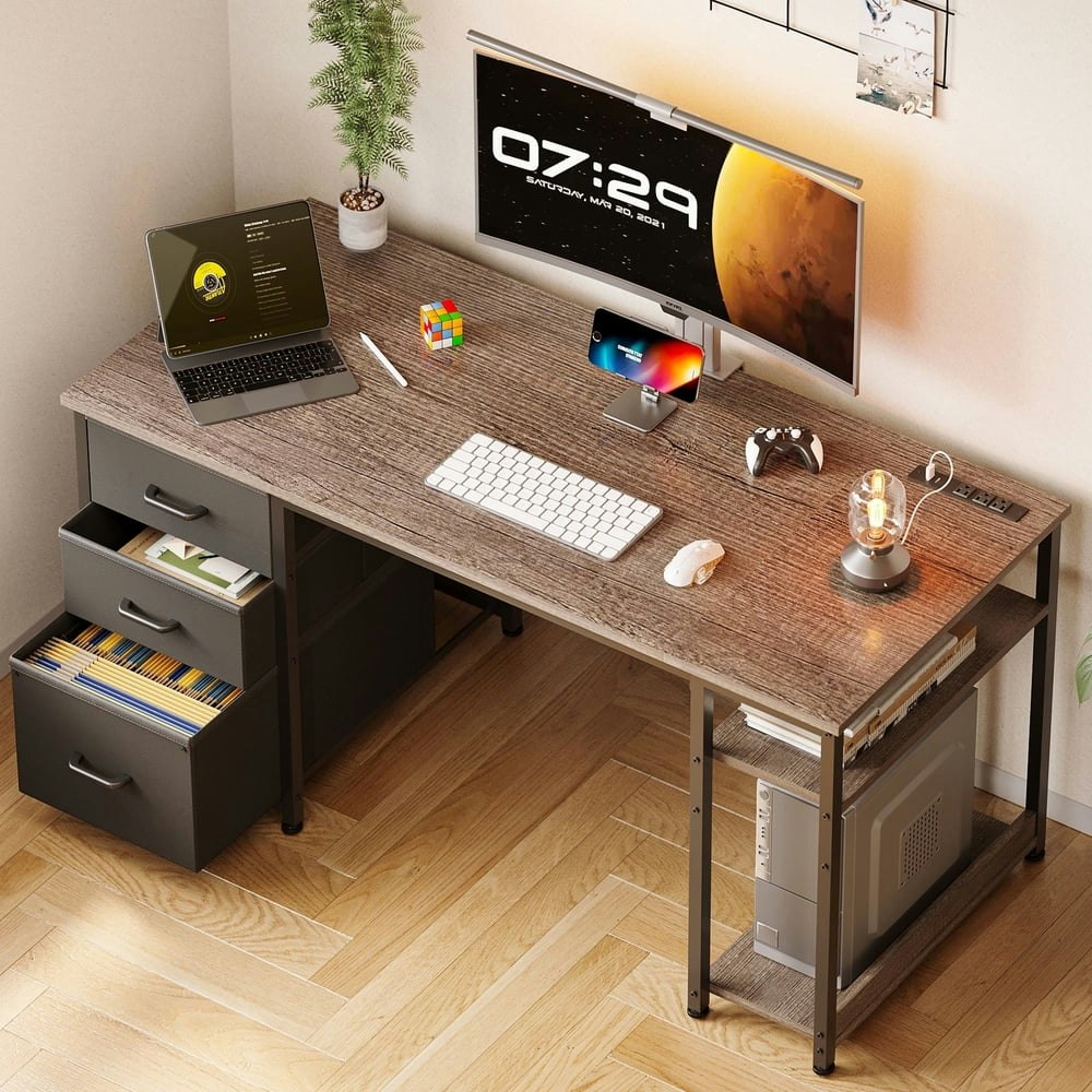 51-Inch Computer Desk with Drawers and USB Power Outlets: $64.99 51-Inch Computer Desk with Drawers and USB Power Outlets: $64.99
