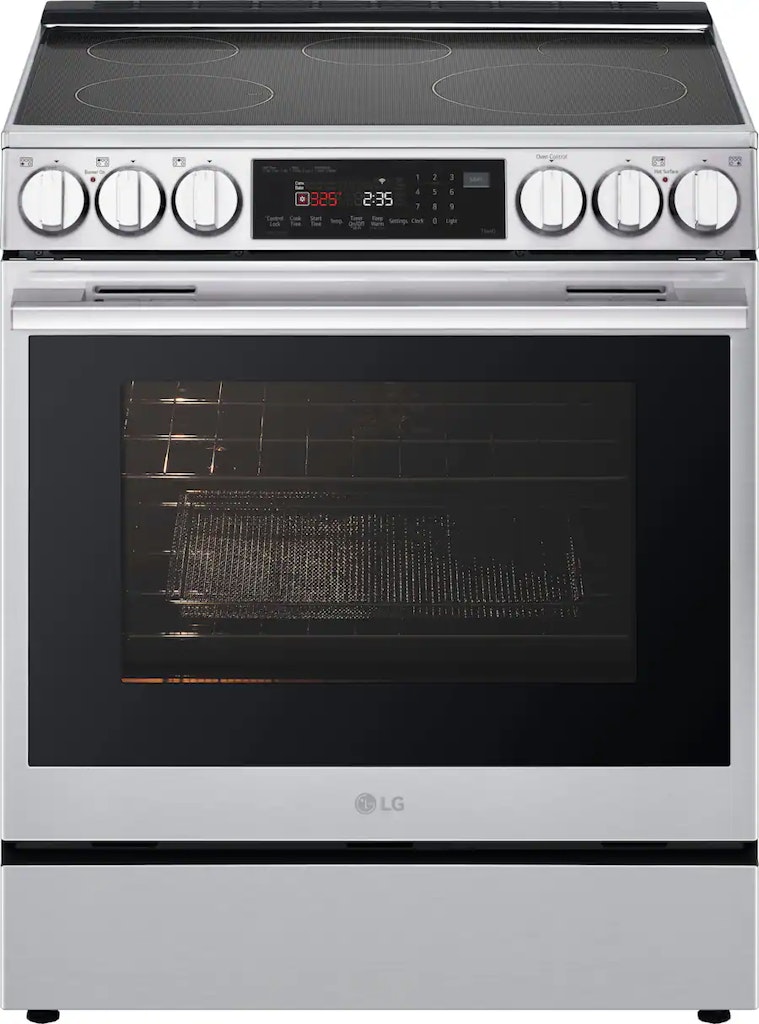 LG 30" Wide 6.3-Cu. Ft. Slide-In Electric Induction True Convect Range: $1,700 LG 30" Wide 6.3-Cu. Ft. Slide-In Electric Induction True Convect Range: $1,700