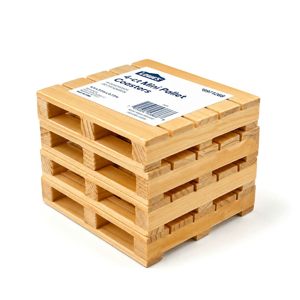 Lowe's Mini Wood Pallet 4-Pack Coasters: $6.98