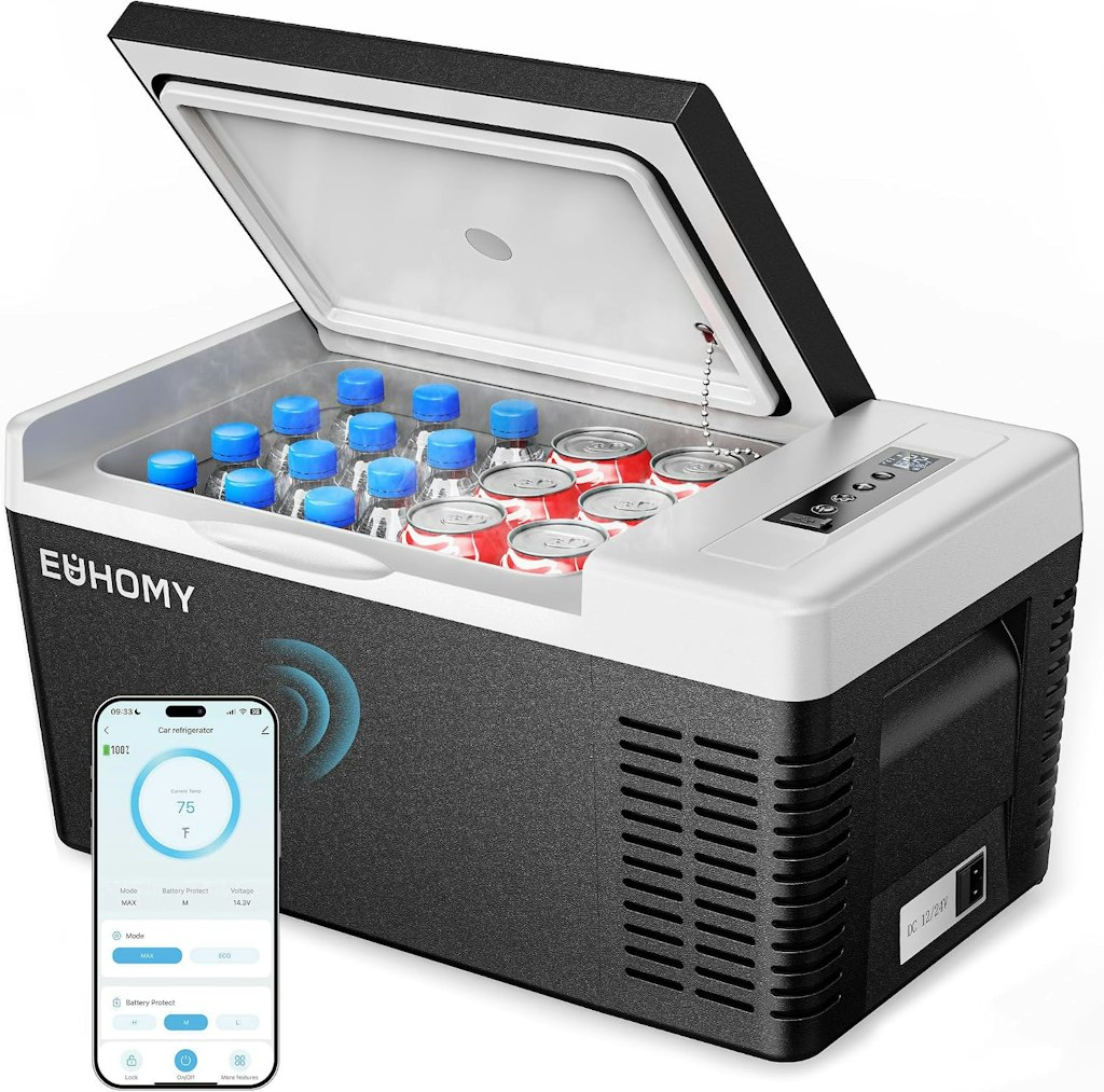 Euhomy 19-Quart 12V Electric Portable Refrigerator and Freezer: $112.49