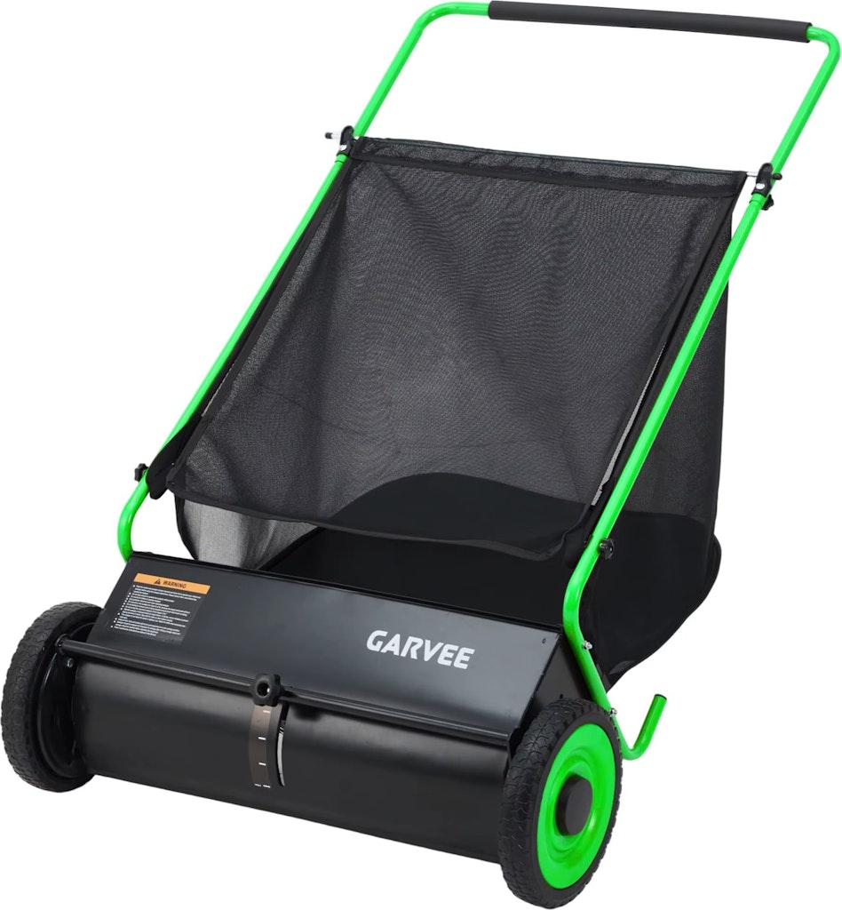 HiMISS 26" Push Lawn Sweeper Leaf & Grass Collector: $81.36