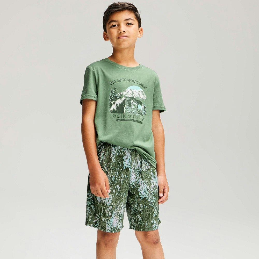 Cat & Jack Boys' Mountains T-Shirt and Shorts Pajama Set: $10 Cat & Jack Boys' Mountains T-Shirt and Shorts Pajama Set: $10