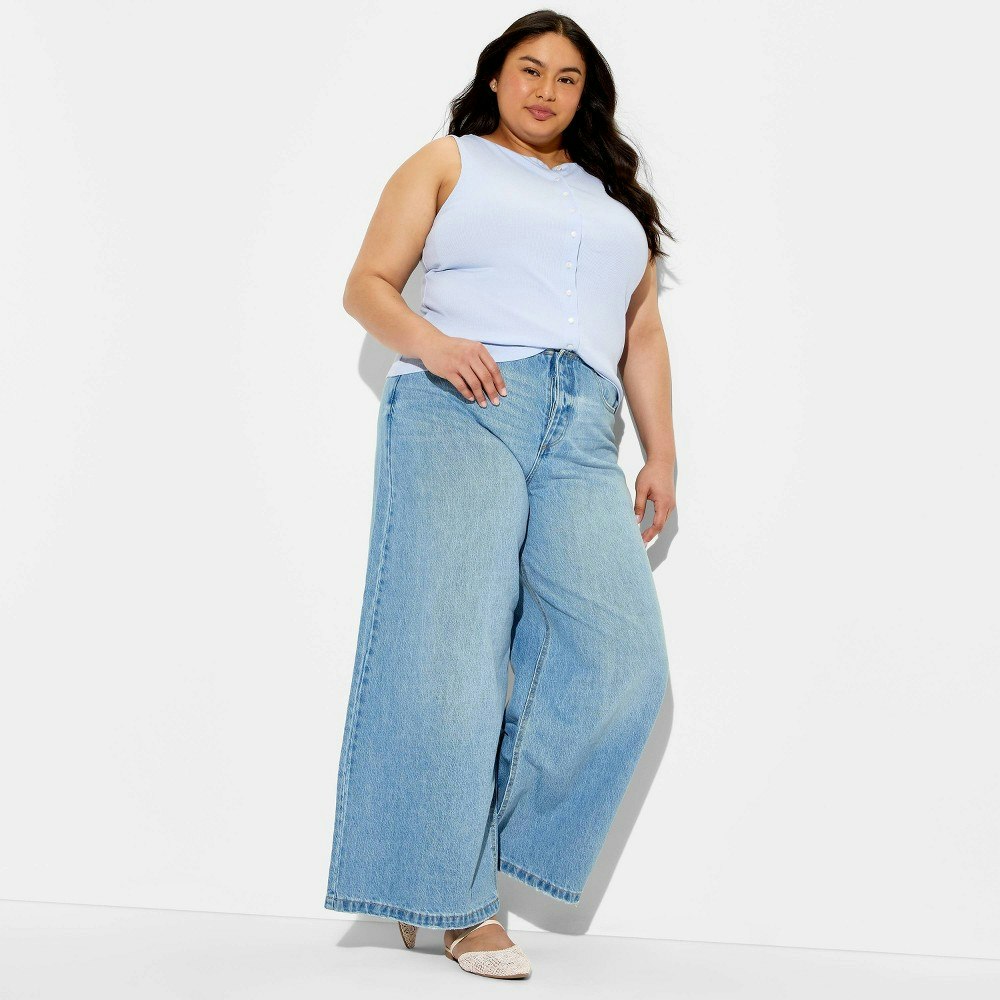 Wild Fable Women's Mid-Rise Ultra Wide Leg Light Wash Jeans: $28 Wild Fable Women's Mid-Rise Ultra Wide Leg Light Wash Jeans: $28