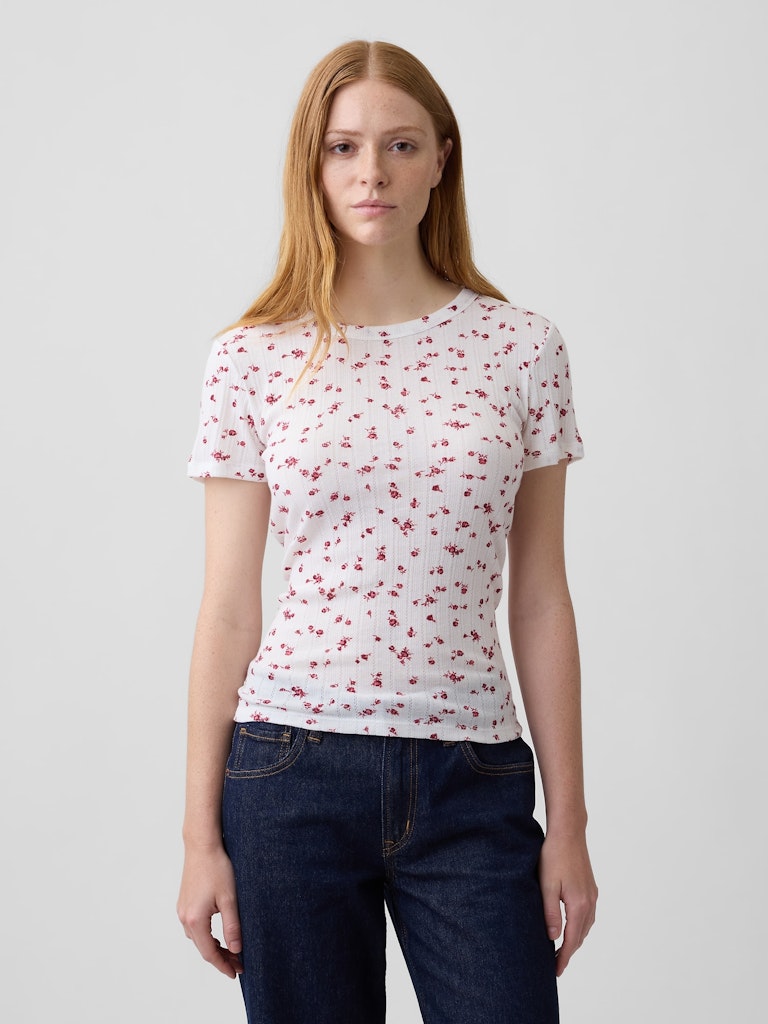 Essential Ribbed Pointelle Crewneck T-Shirt: $24.49 Essential Ribbed Pointelle Crewneck T-Shirt: $24.49