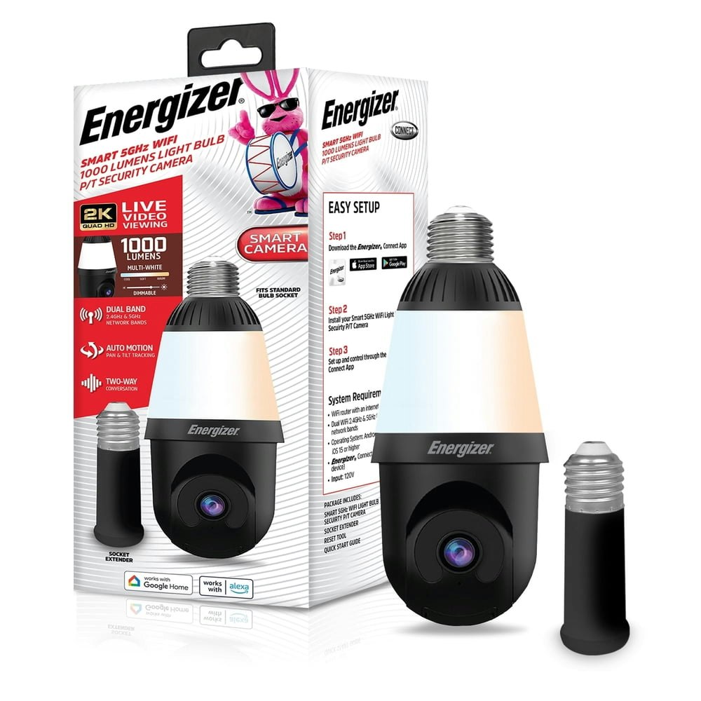 Energizer 2K Outdoor Smart Light Bulb Security Camera: $56.99 Energizer 2K Outdoor Smart Light Bulb Security Camera: $56.99