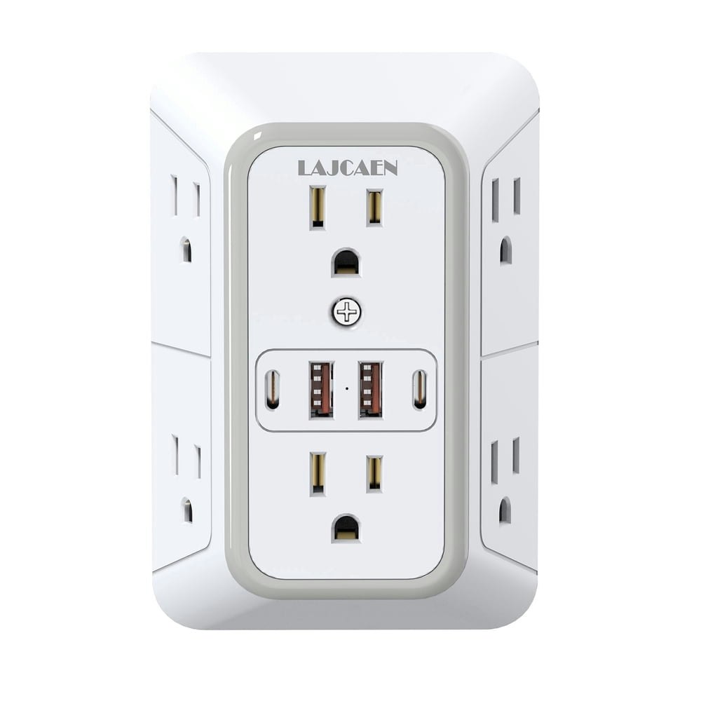 Lajcaen 6-Outlet 4-USB Surge Protector Wall Charger: $10.99
