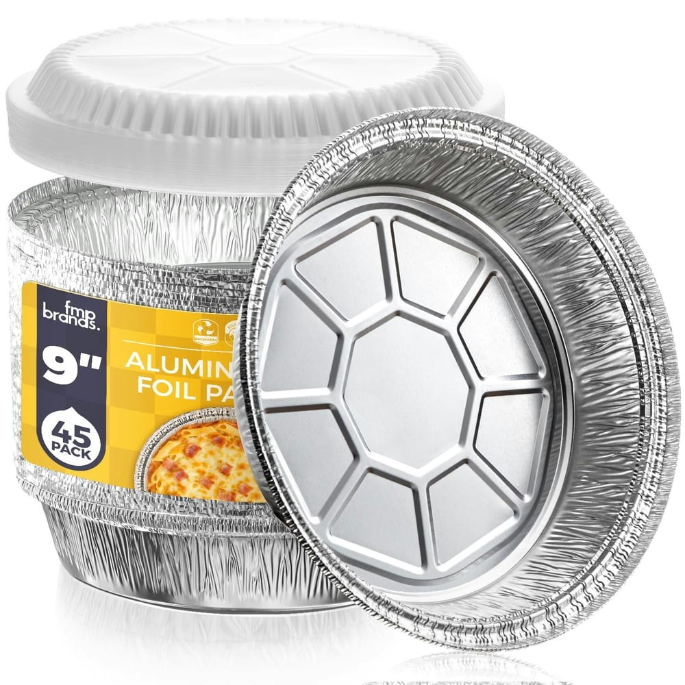 Fit Meal Prep 9-Inch Round Aluminum Foil Pans with Lids 45-Pack: $19.75