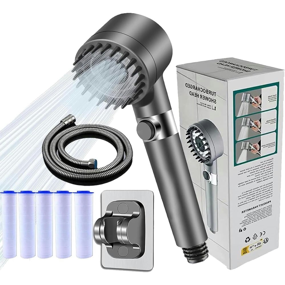 Filtered Handheld Shower Head with 5 Filters and Hose: $18.99 Filtered Handheld Shower Head with 5 Filters and Hose: $18.99