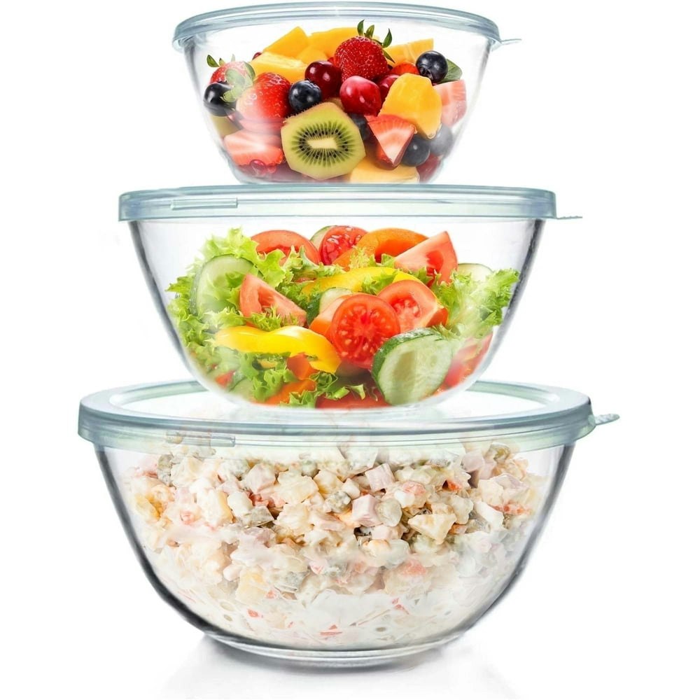 WhiteRhino Glass Mixing Bowls with Lids 3-Pack: $31.99