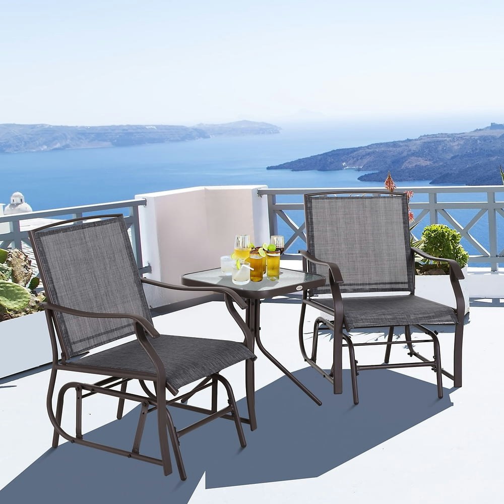 Outsunny 3-Piece Rocking Glider Chair and Table Patio Set: $139.49
