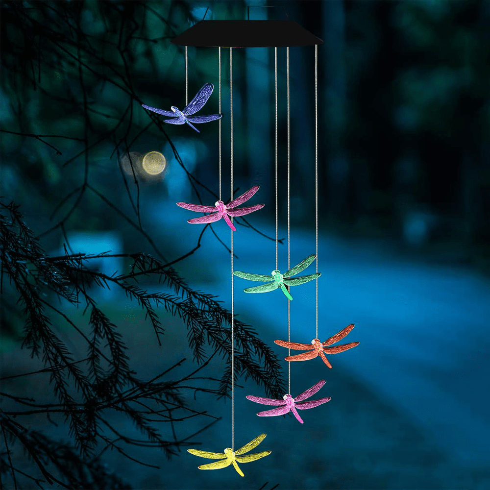 Solar Dragonfly LED Wind Chimes: $10.43