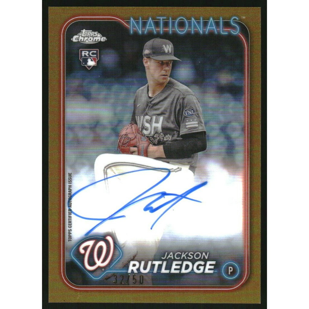 2024 Topps Chrome Jackson Rutledge Rookie Autograph Gold Refractor: $18